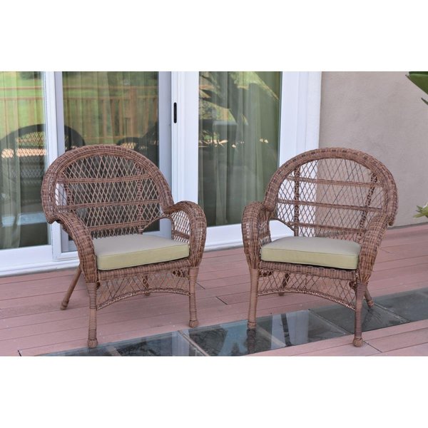 Propation W00210-C-2-FS006 Santa Maria Honey Wicker Chair with Tan Cushion PR1081406